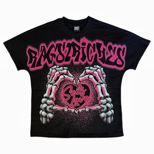 T-shirts graphiques décontractés vintage américains à imprimé large et strass, noirs et roses, pour hommes et femmes, personnalisés et surdimensionnés - Product Image 1