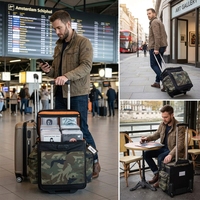 Sac à bandoulière personnalisé en polyester durable camouflage, sac pour équipement de disques vinyles de 12 pouces, sac à roulettes, bagage à main, sac pour disques vinyles de 12 pouces pour DJ