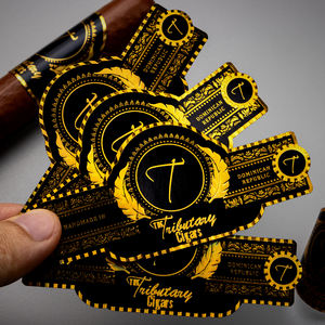 Индивидуальная печать логотипа Роскошная тисненая кубинская сигарная этикетка Золотая фольга сигарная лента Золотое кольцо - Product Image 3