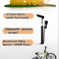 Mini pompe à vélo haute pression en alliage d'aluminium à double cylindre 120 PSI, légère, étanche, portable, avec baromètre