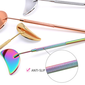 Miroir de maquillage demi-<span class=keywords><strong>lune</strong></span> en acier inoxydable pour extensions de cils, miroir à main supérieur pour cils - Product Image 4