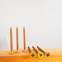 Screws kualitas tinggi #7 lapisan kuning seng panci berlapis kepala mengetuk sekrup kayu 3.5mm X 45mm sistem metrik