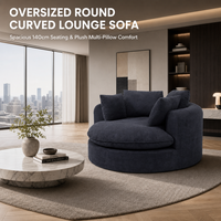 Canapé lounge rond scellé sous vide, fauteuil d'appoint surdimensionné en peluche pour hall d'appartement