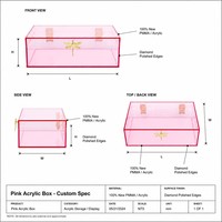 Boîte de rangement rectangulaire en acrylique transparent rose moulée par injection sur mesure, avec boucle métallique, capacité 35L, pour cadeaux et bijoux