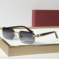 Lunettes de soleil de luxe pour hommes, rectangulaires, sans monture, de créateur, avec verres dégradés, monture en titane, protection UV400, haute qualité, idéales pour les vacances