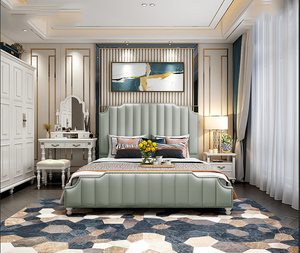 Italia rey tamaño de cuero blanco de la cama muebles de dormitorio para hoteles de lujo en mumbai el precio - Product Image 2
