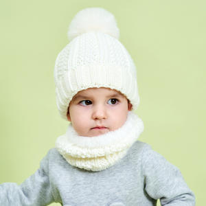 Conjunto de <span class=keywords><strong>Gorro</strong></span> y Bufanda de Invierno para Niños F344, Gorros de Punto para Bebés, Gorros con Pompones, Bufandas, Gorros de Ganchillo para Niños - Product Image 6