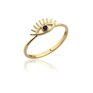 Wholesale Best Seller women's stainless steel rings with diamond Lead And Nickel Free 18k Gold Plated Evil-Eye Ring jewelry