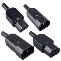 Adaptateur en ligne IEC C14 mâle vers C13 femelle 3 broches avec blindage tressé et gaine en PVC AC250V 10A pour armoire PDU, imprimante et câble DIY