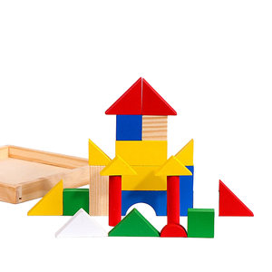 Jeu de construction créatif en bois pour enfants, 40 pièces colorées, blocs de construction à petites particules, puzzle de forme, animaux, nature - Product Image 1