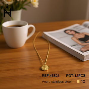 Collar de Acero Inoxidable con Colgante de Letra I de 1.9CM en Tono Dorado, Joyería de Moda para Mujer - Product Image 2