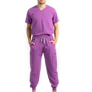 ชุดสครับสำหรับโรงพยาบาลผ้าฝ้ายโพลีเอสเตอร์สแปนเด็กซ์ยืดหยุ่นชุดสครับสำหรับผู้ชายผู้หญิง - Product Image 1