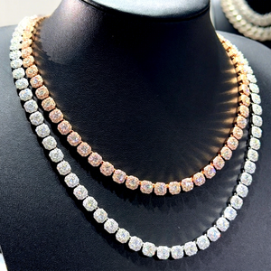 Fashion Large 8mm Moissanite Cluster Tennis <b>Chain</b> Jewelry VVS Moissanite Tennis Link <b>Chain</b> S925 Silver <b>Chain</b> Hip Hop <b>Necklace</b> - Product Image 1