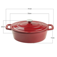 Cocotte en fonte émaillée brillante antiadhésive, design européen, ovale, avec deux poignées latérales courtes