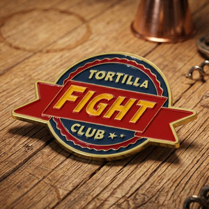 Pins de Esmalte Personalizados de Fábrica, de Aleación de Zinc Metálica, Chapados en Oro, con Diseño Divertido de Tortilla <span class=keywords><strong>Fight</strong></span> <span class=keywords><strong>Club</strong></span>, para Publicidad y Regalos - Product Image 4