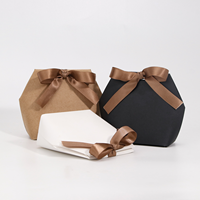 Pochettes de mariage octogonales en papier artisanal de luxe, écologiques, avec impression UV évanescente et ruban, emballage haut de gamme vide