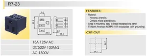 SCI แรงดันไฟฟ้าสูง 16A 125V ฟิวส์กล่องสามรู R7-23 15A ฟิวส์ผู้ถือความจุสูงทําลาย CSA มาตรฐานความปลอดภัย