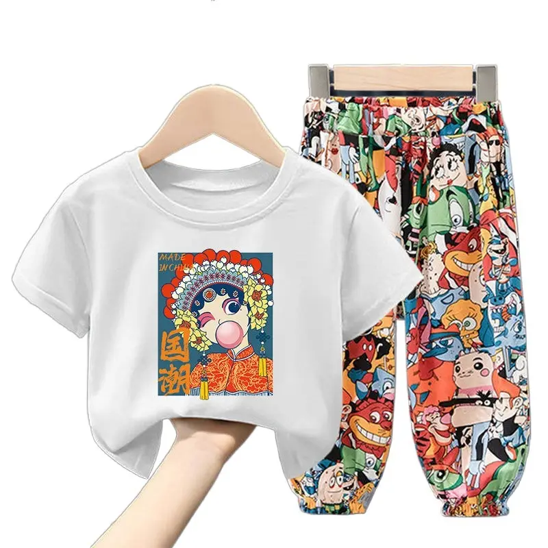 Set di t-shirt estive per ragazze pantaloni Cool produttori di abbigliamento per bambini Set di abbigliamento per ragazze personalizzate abbigliamento per bambini all'ingrosso