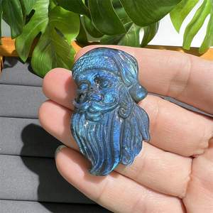 Pierre précieuse gravée Reiki naturel cristal artisanat brillant Labradorite lune étoile sculptée serpent père noël diable oeil neuf queue renard charme - Product Image 6