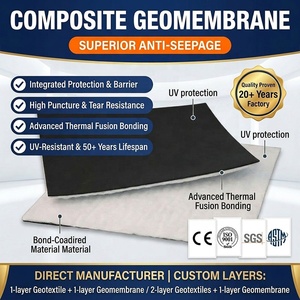 Géomembrane composite à bas <span class=keywords><strong>prix</strong></span>, un tissu et une membrane, pour projet de revêtement de canaux d'irrigation - Product Image 2