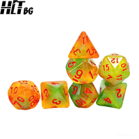 Harga Pabrik 7PCS Set Dadu Sudut Persegi DND 16mm Akrilik Gradasi Warna Campuran Dadu Polihedral untuk D&D Pasokan Grosir