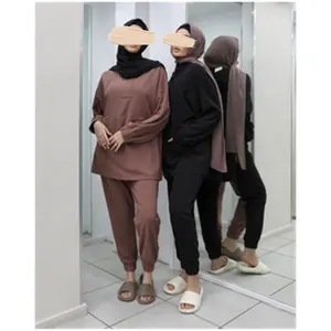 SIPO Modest Suits Musulmane Islamic Clothing Casual Sets Plus Size Women's Outfits Malaysia Singapore Hooded Elasticated Cuffs
