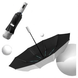 Full-automatic Open Handle LED 3 Fold Umbrella Reverse UV Sun Rain Flashlight <b>Parasol</b> Reflective <b>Stripe</b> Light Umbrellas - Product Image 6