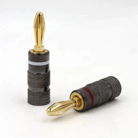 Nouveaux connecteurs banane en métal gunmetal plaqués or 24 carats, connecteur banane 4 mm avec verrouillage à vis pour prise audio, enceintes, blanc et rouge