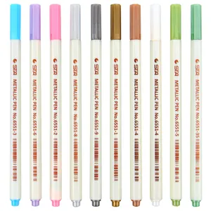 Toptan işaretleyici kalem 1mm-STA 10 renk metalik işaretleyici kalem DIY hurda rezervasyon el sanatları 1mm yuvarlak ince ucu metal kalem resim kalemi seti