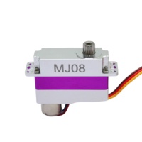 Mini servo plat 8 mm MJ08, couple 3,7 kgf.cm, poids 8 g, vitesse 0,061 sec/60, boîtier en aluminium, moteur sans noyau, pour avion RC en métal