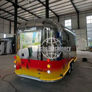 Camion de nourriture mobile en acier inoxydable remorquable pour hot-dogs, glaces et restauration rapide en plein air avec auvent et compartiments isolés - Product Image 1