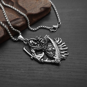 Colgantes de Acero Inoxidable 316L PVD Personalizados con Diseño de Calavera y Guadaña, Joyería Fina de Moda, Collares para Hombre, Venta al por Mayor - Product Image 3