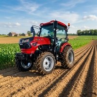 Tracteur agricole à cabine fermée de 50 CV, pneus larges, 4 roues motrices