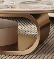 Table basse de luxe avec base dorée, en pierre frittée, acier inoxydable, table de rangement centrale avec tiroirs, ensemble de tables basses pour salon