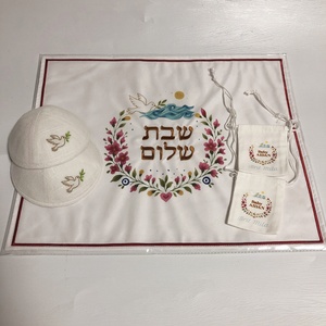 उच्च गुणवत्ता वाले कस्टम गहना लिनेन सफेद बेज लुंगी किप्पा बरीला उपहार डोव कढ़ाई माज़ेल टोव बैग चल्ला कवर - Product Image 5