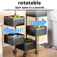 Support rotatif carré d'aide au stockage domestique 2-5 couches chariot de stockage de légumes de cuisine utilitaire chariot à peinture en acier au carbone
