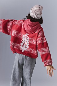 Sweat-shirt à capuche pour femme, style bohème, personnalisé en gros, motif imprimé floral, cordon <span class=keywords><strong>de</strong></span> serrage, poche kangourou, design patchwork - Product Image 2