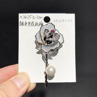 XILIANGFEIZI Soldes Exceptionnelles Broche en Cuivre, Zircon, Perle d'Eau Douce et Coquillage Rose – Cadeau de Saint-Valentin pour Femme