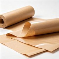 Papier Kraft Prêt à Expédier - Rouleau Stratifié Imperméable Enduit de PE, Anti-Graisse et Thermoscellable pour Emballage Couleur Blanc/Marron