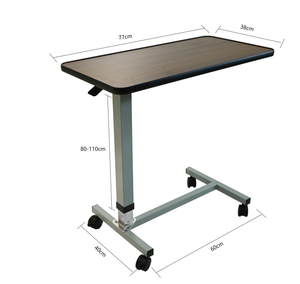 Patient dinant la table de chevet Overbed réglable médicale en bois avec des roues - Product Image 5