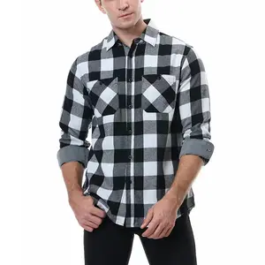 Wholesale Multi-Color Plaid Flannel Shirts Button Clothes Cotton Long Sleeve Men'S Shirts