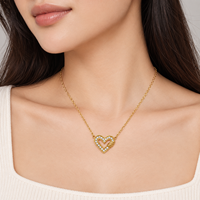 Collier pendentif cœur avec incrustation de zircon cubique, plaqué or rose et argent, chaîne en alliage, style romantique, unisexe, à porter au quotidien