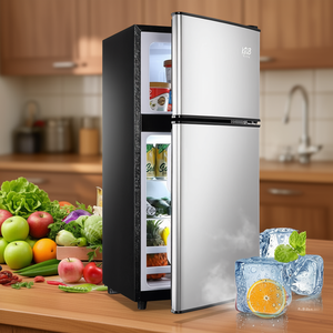 Mini Refrigerador Congelador Krjb de 3.5 Pies Cúbicos, 2 Puertas, Plateado, Negro, Azul, Refrigerador Compacto con Estantes Extraíbles, Enfriamiento Directo - Product Image 2