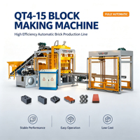 Machine à blocs de béton creux entièrement automatique QT4-15, machine à mini-briques, machine à blocs automatique pour les petites entreprises