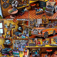Kit de maison miniature à construire soi-même, puzzle en bois 3D avec lumières LED, modèle de maison de poupée atelier de réparation automobile, cadeau créatif pour adultes