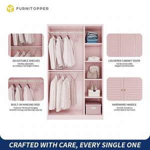 ארון בגדים יוקרתי ורוד עם דלתות מרומם | מודרני בגדים פנים מתקפלים ארון בגדים לחדר שינה - Product Image 4