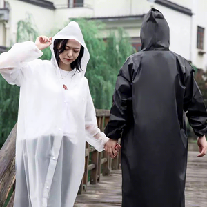 <span class=keywords><strong>Poncho</strong></span> de pluie personnalisé avec logo pour adultes, imperméable réutilisable en EVA, veste de pluie d'urgence avec <span class=keywords><strong>capuche</strong></span> et manches élastiques - Product Image 1