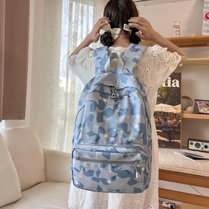 Korean Style <b>Backpack</b> For Girls <b>Large</b> <b>Capacity</b> Camouflage Pattern School Education 18 In Gray Blue Purple - Product Image 3