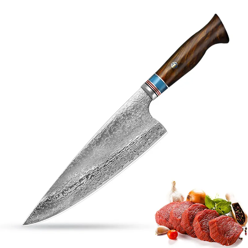 Pisau koki Damaskus buatan tangan pisau Damaskus profesional pisau dapur VG10