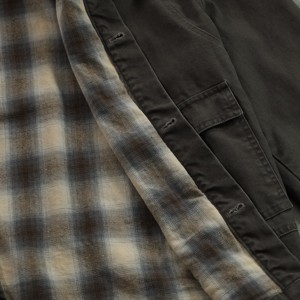 Veste de travail en <span class=keywords><strong>toile</strong></span> personnalisée avec logo, coupe courte, style camionneur, doublure en flanelle vintage, détails de charpentier durables, pour usage quotidien - Product Image 3